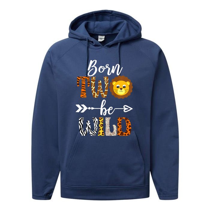 Born 2 Be Wild Birthday Decorations Girl Boy Baby Lion 2nd Performance Fleece Hoodie