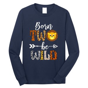 Born 2 Be Wild Birthday Decorations Girl Boy Baby Lion 2nd Long Sleeve Shirt