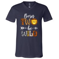 Born 2 Be Wild Birthday Decorations Girl Boy Baby Lion 2nd V-Neck T-Shirt