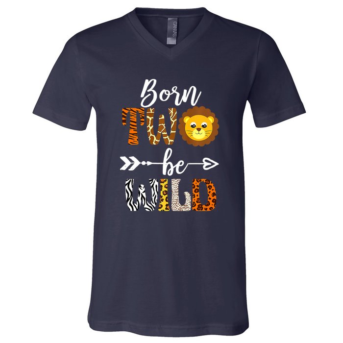 Born 2 Be Wild Birthday Decorations Girl Boy Baby Lion 2nd V-Neck T-Shirt