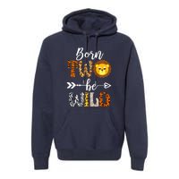 Born 2 Be Wild Birthday Decorations Girl Boy Baby Lion 2nd Premium Hoodie