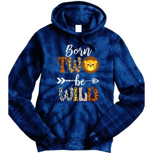 Born 2 Be Wild Birthday Decorations Girl Boy Baby Lion 2nd Tie Dye Hoodie