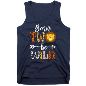 Born 2 Be Wild Birthday Decorations Girl Boy Baby Lion 2nd Tank Top