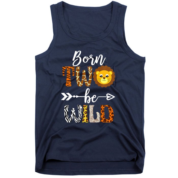 Born 2 Be Wild Birthday Decorations Girl Boy Baby Lion 2nd Tank Top