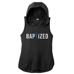 Baptized 2024 Christian Water Baptism Church Group Christ Ladies PosiCharge Tri-Blend Wicking Draft Hoodie Tank