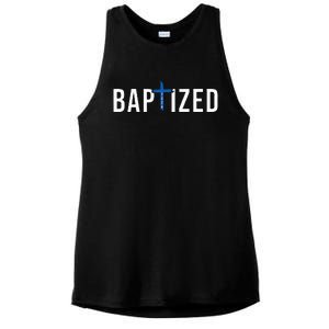 Baptized 2024 Christian Water Baptism Church Group Christ Ladies PosiCharge Tri-Blend Wicking Tank