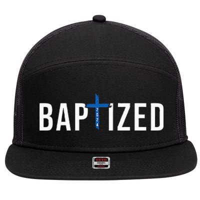 Baptized 2024 Christian Water Baptism Church Group Christ 7 Panel Mesh Trucker Snapback Hat