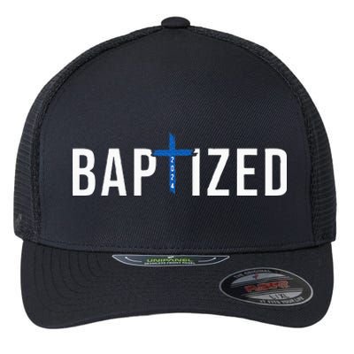 Baptized 2024 Christian Water Baptism Church Group Christ Flexfit Unipanel Trucker Cap