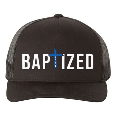 Baptized 2024 Christian Water Baptism Church Group Christ Yupoong Adult 5-Panel Trucker Hat