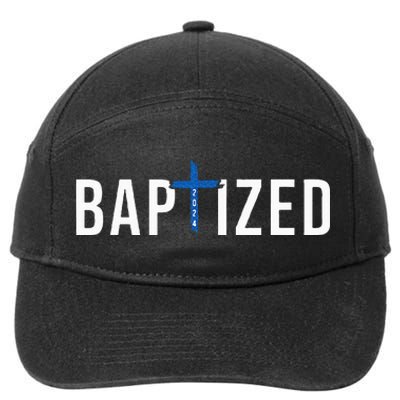 Baptized 2024 Christian Water Baptism Church Group Christ 7-Panel Snapback Hat