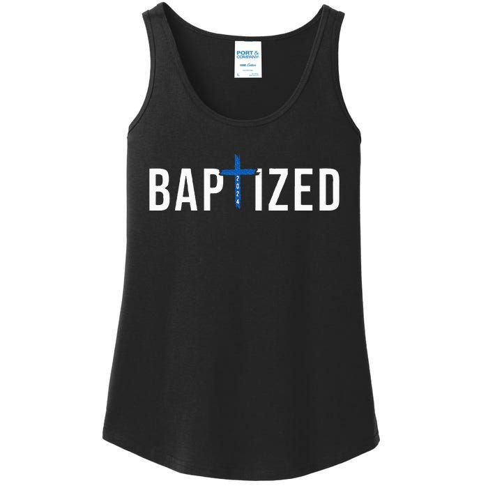 Baptized 2024 Christian Water Baptism Church Group Christ Ladies Essential Tank