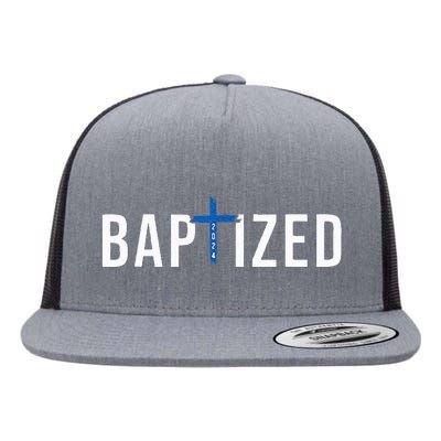 Baptized 2024 Christian Water Baptism Church Group Christ Flat Bill Trucker Hat