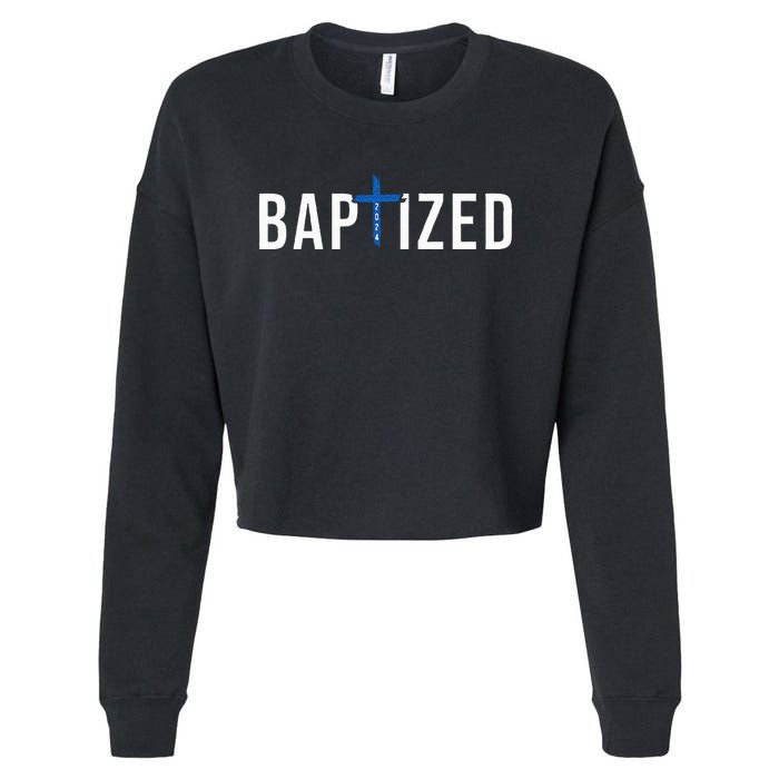 Baptized 2024 Christian Water Baptism Church Group Christ Cropped Pullover Crew