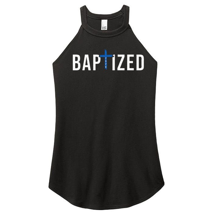 Baptized 2024 Christian Water Baptism Church Group Christ Women's Perfect Tri Rocker Tank