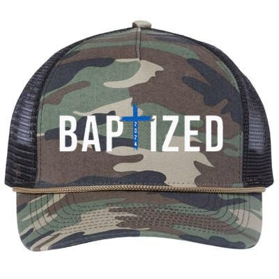 Baptized 2024 Christian Water Baptism Church Group Christ Retro Rope Trucker Hat Cap