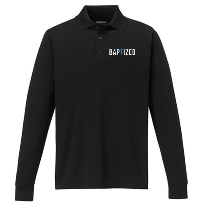 Baptized 2024 Christian Water Baptism Church Group Christ Performance Long Sleeve Polo