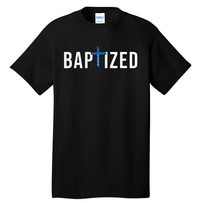 Baptized 2024 Christian Water Baptism Church Group Christ Tall T-Shirt