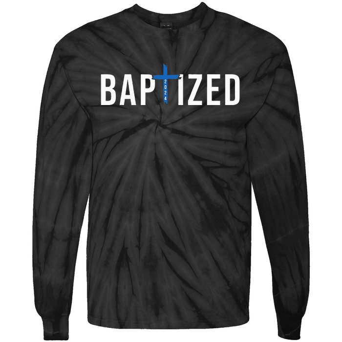 Baptized 2024 Christian Water Baptism Church Group Christ Tie-Dye Long Sleeve Shirt