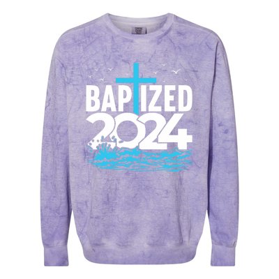 Baptized 2024 Christian Water Baptism Church Group Colorblast Crewneck Sweatshirt