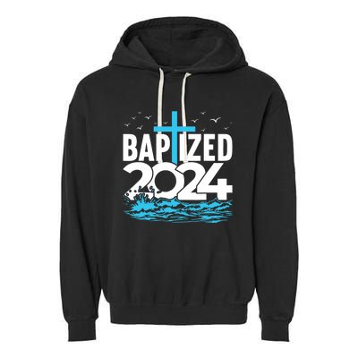 Baptized 2024 Christian Water Baptism Church Group Garment-Dyed Fleece Hoodie