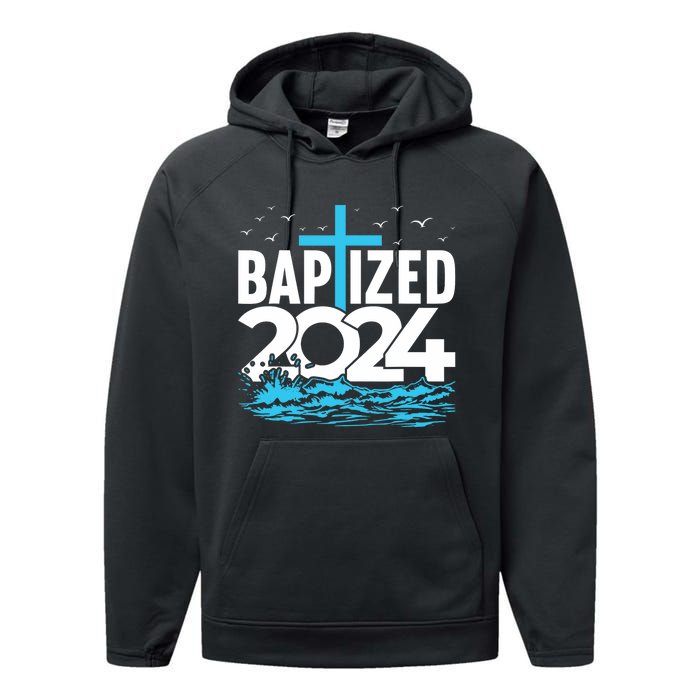 Baptized 2024 Christian Water Baptism Church Group Performance Fleece Hoodie