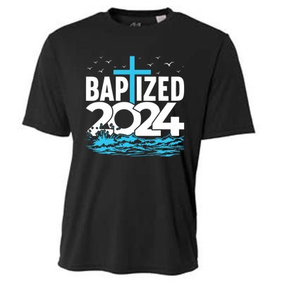 Baptized 2024 Christian Water Baptism Church Group Cooling Performance Crew T-Shirt