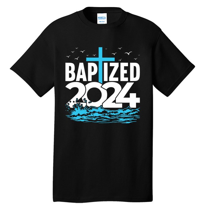 Baptized 2024 Christian Water Baptism Church Group Tall T-Shirt