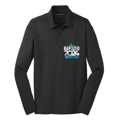 Baptized 2024 Christian Water Baptism Church Group Silk Touch Performance Long Sleeve Polo