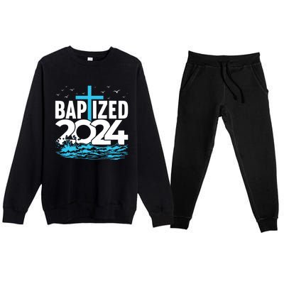 Baptized 2024 Christian Water Baptism Church Group Premium Crewneck Sweatsuit Set