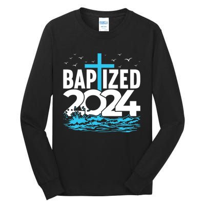 Baptized 2024 Christian Water Baptism Church Group Tall Long Sleeve T-Shirt