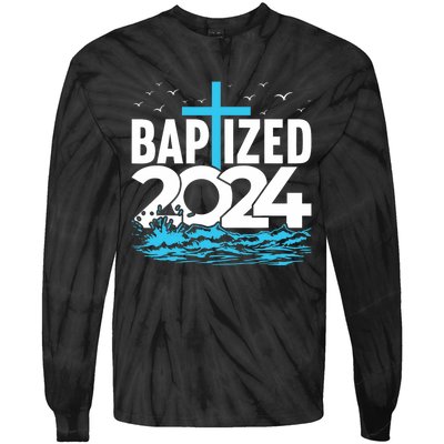 Baptized 2024 Christian Water Baptism Church Group Tie-Dye Long Sleeve Shirt