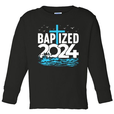 Baptized 2024 Christian Water Baptism Church Group Toddler Long Sleeve Shirt