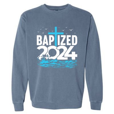 Baptized 2024 Christian Water Baptism Church Group Garment-Dyed Sweatshirt