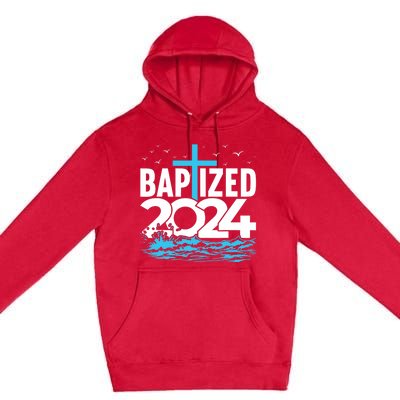 Baptized 2024 Christian Water Baptism Church Group Premium Pullover Hoodie