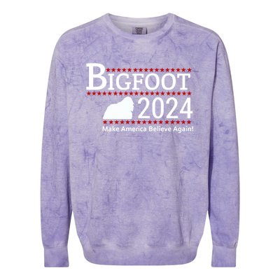 Bigfoot 2024 Make America Believe Again! Colorblast Crewneck Sweatshirt