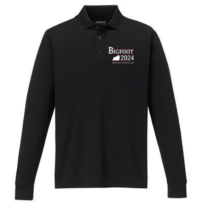 Bigfoot 2024 Make America Believe Again! Performance Long Sleeve Polo