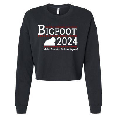 Bigfoot 2024 Make America Believe Again! Cropped Pullover Crew