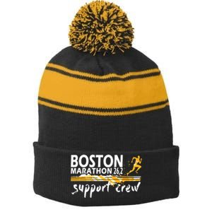 Boston 262 Marathon Support Crew For Men Women Stripe Pom Pom Beanie