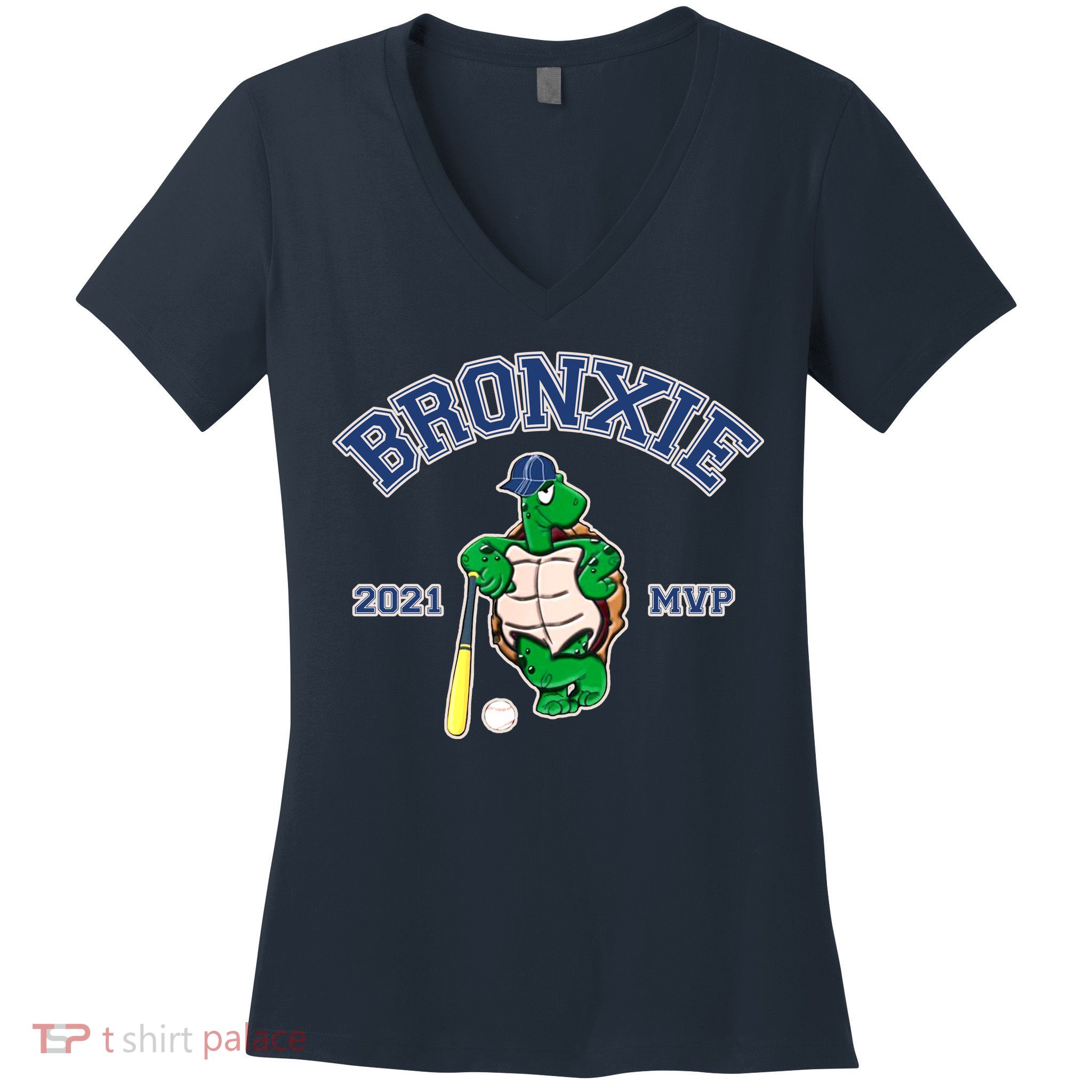 Bronxie 2021 MVP Baseball Turtle Logo Women's V-Neck T-Shirt
