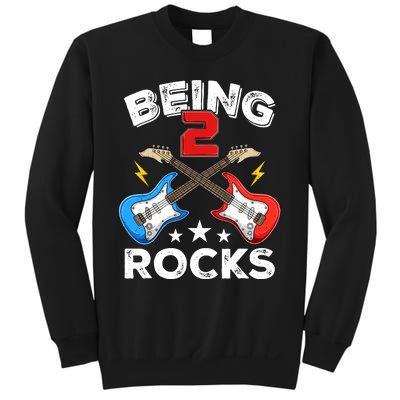 Being 2 Rocks Guitar Funny 2nd Birthday Boy Sweatshirt