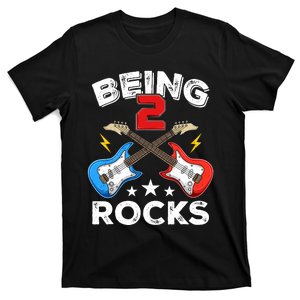 Being 2 Rocks Guitar Funny 2nd Birthday Boy T-Shirt