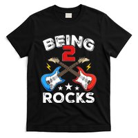 Being 2 Rocks Guitar Funny 2nd Birthday Boy T-Shirt