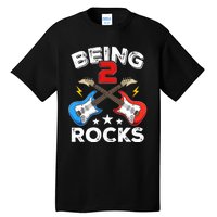 Being 2 Rocks Guitar Funny 2nd Birthday Boy Tall T-Shirt