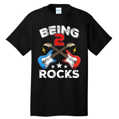 Being 2 Rocks Guitar Funny 2nd Birthday Boy Tall T-Shirt