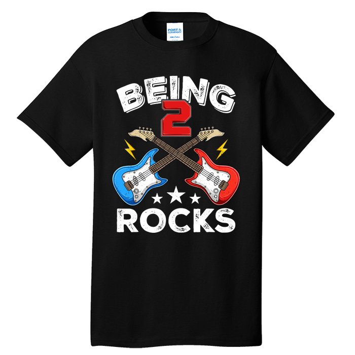 Being 2 Rocks Guitar Funny 2nd Birthday Boy Tall T-Shirt