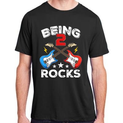 Being 2 Rocks Guitar Funny 2nd Birthday Boy Adult ChromaSoft Performance T-Shirt