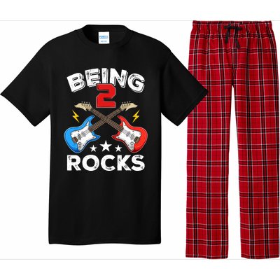 Being 2 Rocks Guitar Funny 2nd Birthday Boy Pajama Set