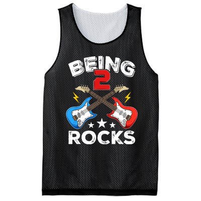 Being 2 Rocks Guitar Funny 2nd Birthday Boy Mesh Reversible Basketball Jersey Tank