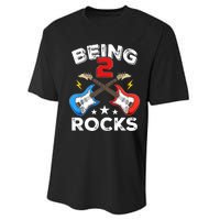 Being 2 Rocks Guitar Funny 2nd Birthday Boy Performance Sprint T-Shirt