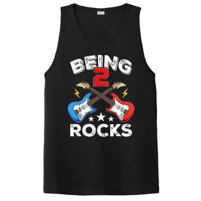 Being 2 Rocks Guitar Funny 2nd Birthday Boy PosiCharge Competitor Tank